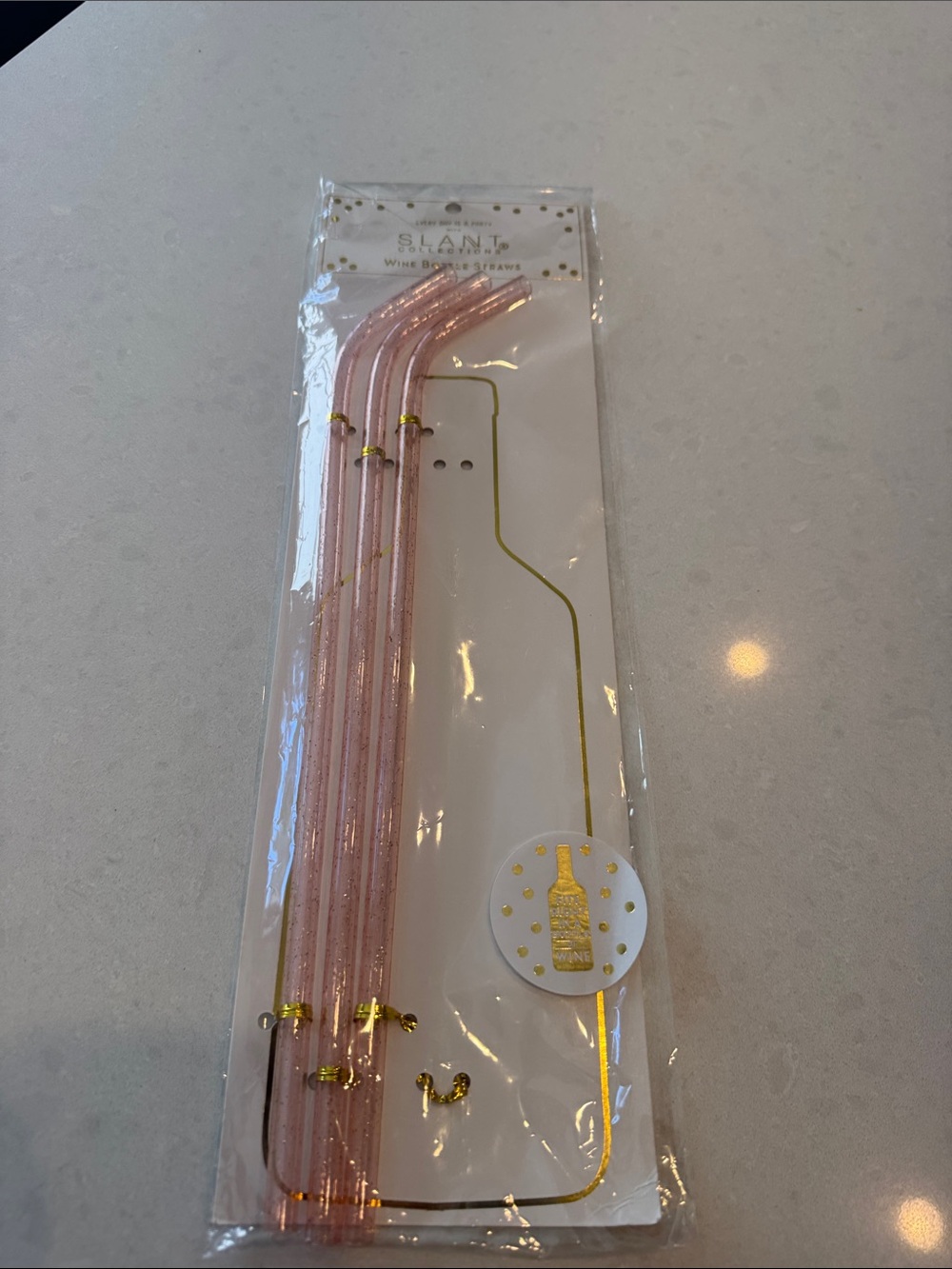 SLANT Pink Glitter Reusable Wine Straws - Set of 3